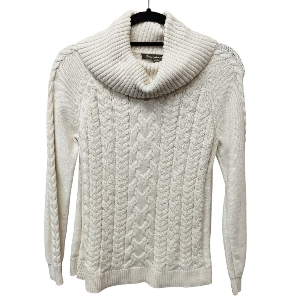 Tommy Bahama Womens Preppy Cable Knit Cowl Neck Sweater Small Academia Old Money
